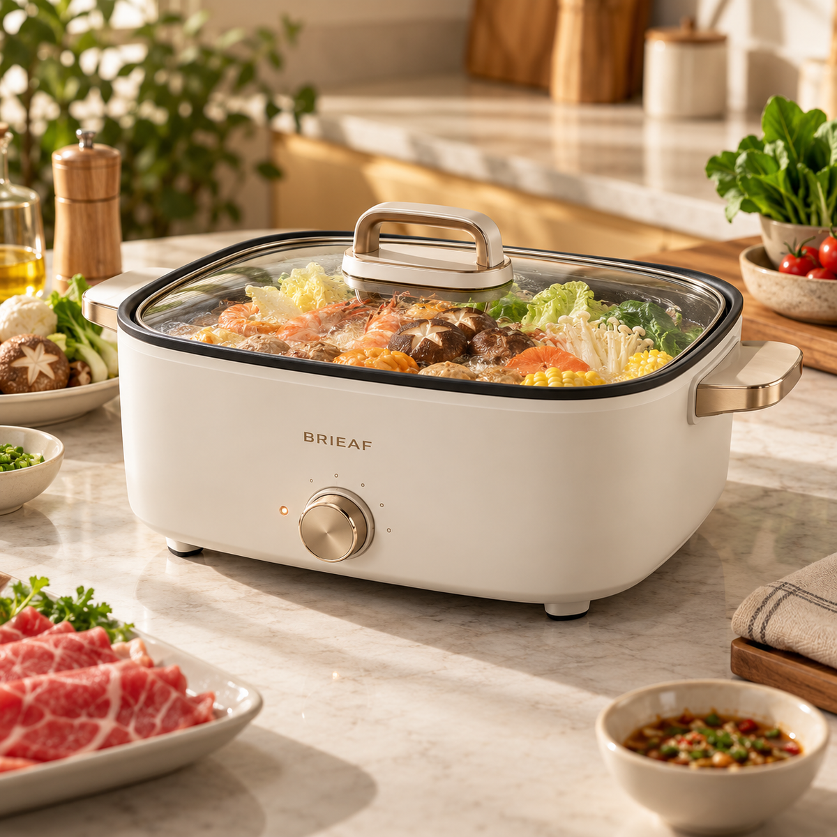 BRIEAF® HeatNest Pro Multi-Function Electric Hot Pot – Rapid Heating, Adjustable Temperature Control, Non-Stick Cooking for Hot Pot, Soup, Stew & Everyday Family Meals 🥑