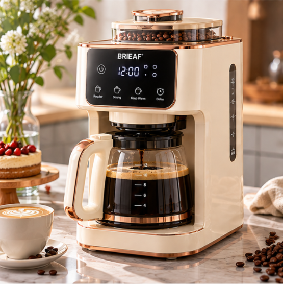 BRIEAF® BrewPro Smart Coffee Maker – One-Touch Brewing, Adjustable Strength, Removable Brew Head, Quiet Energy-Saving Operation & Easy-Clean Design for Home and Office ☕