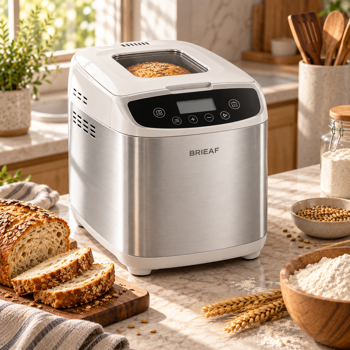 BRIEAF® BakeNest Pro Smart Bread Maker – Intelligent Fermentation, Precision Temperature Control, Removable Bread Pan, Quiet Operation & Easy-Clean Toast and Cake Baking 🍞