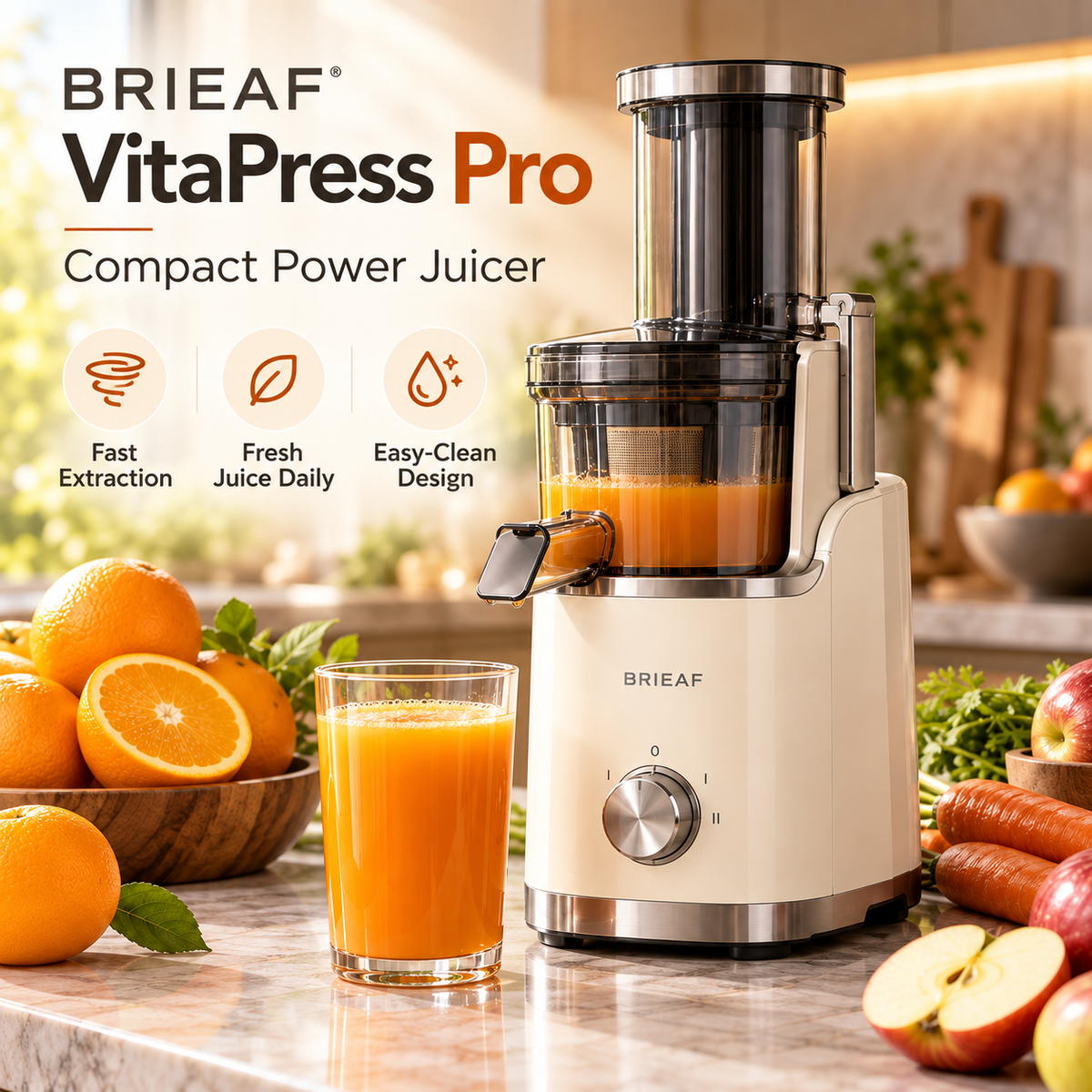 BRIEAF® VitaPress Pro – Fast Fresh Juice Extraction, Nutrient-Focused Performance, Easy-Clean Design & Everyday Home Kitchen Convenience 🥤
