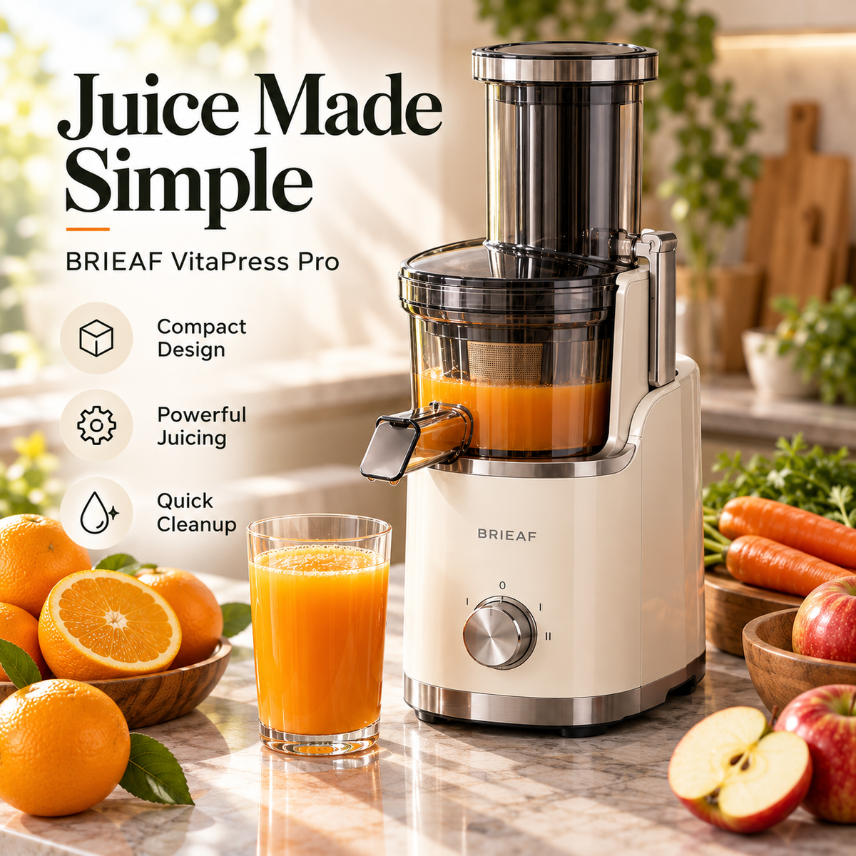 BRIEAF® VitaPress Pro – Fast Fresh Juice Extraction, Nutrient-Focused Performance, Easy-Clean Design & Everyday Home Kitchen Convenience 🥤