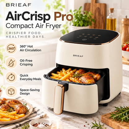 BRIEAF® AirCrisp Pro Compact Air Fryer – 360° Rapid Hot Air Circulation, Oil-Free Cooking & Multi-Function Design for Quick Everyday Meals 🌹