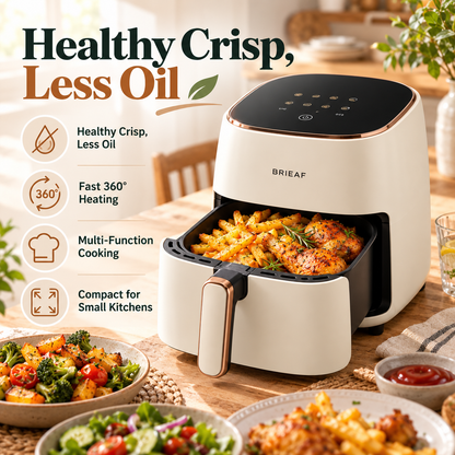 BRIEAF® AirCrisp Pro Compact Air Fryer – 360° Rapid Hot Air Circulation, Oil-Free Cooking & Multi-Function Design for Quick Everyday Meals 🌹