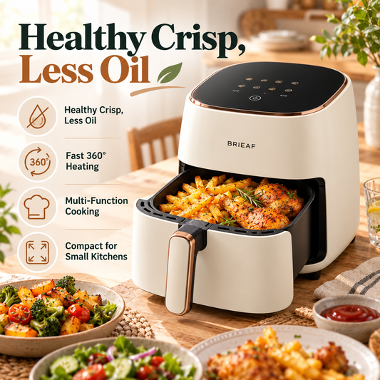 BRIEAF® AirCrisp Pro Compact Air Fryer – 360° Rapid Hot Air Circulation, Oil-Free Cooking & Multi-Function Design for Quick Everyday Meals 🌹
