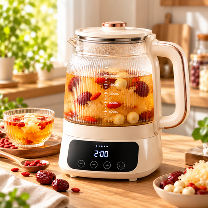 BRIEAF® NourishPot Pro Frosted Glass Health Pot – 24H Keep-Warm, Anti-Dry-Burn Protection & Multi-Function Brewing for Herbal Tea, Soup and Daily Wellness 🌻