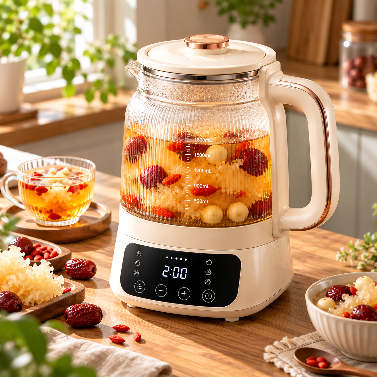 BRIEAF® NourishPot Pro Frosted Glass Health Pot – 24H Keep-Warm, Anti-Dry-Burn Protection & Multi-Function Brewing for Herbal Tea, Soup and Daily Wellness 🌻