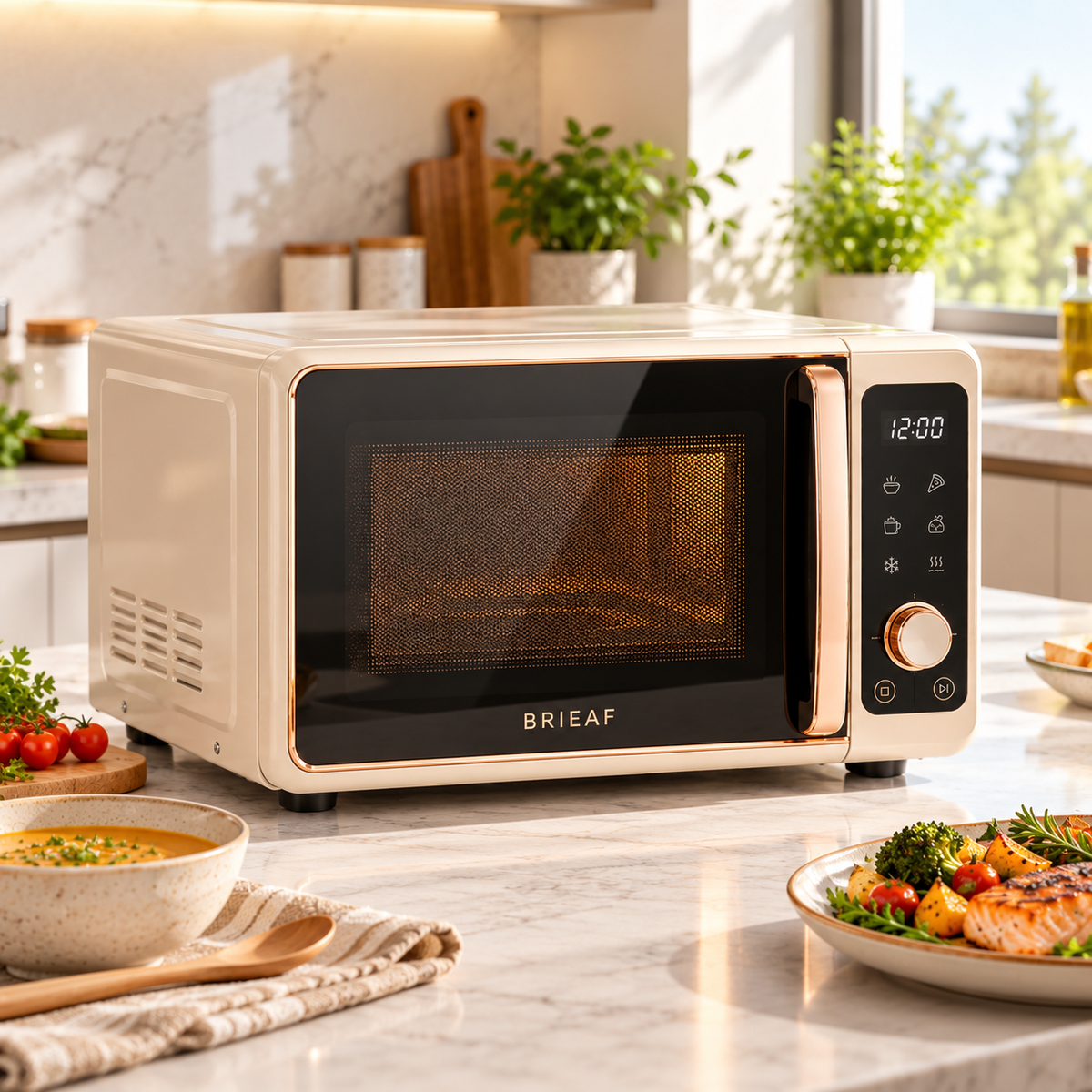 BRIEAF® WavePro Smart Microwave Oven – 360° Even Heating, Adjustable Power, One-Touch Quick Heat, Quiet Operation & Easy-Clean Interior for Everyday Reheating 🥘